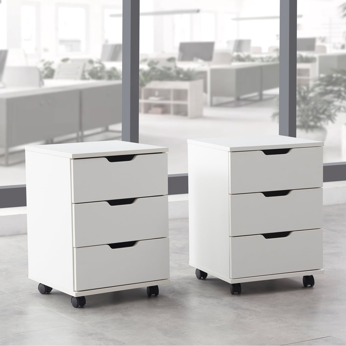 3-Drawer Vertical Filing Cabinet Rolling Wood Mobile File Cabinets Under Desk for Home Office with Casters Fully Assembled White Wood