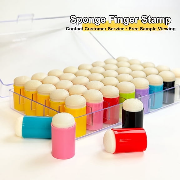 H HEYMKGO 25-Piece Foam Sponge Daubers Set with 5 Pcs Stencils & Storage Box, Multi-Color for DIY Ink Painting, Card Making, Scrapbooking