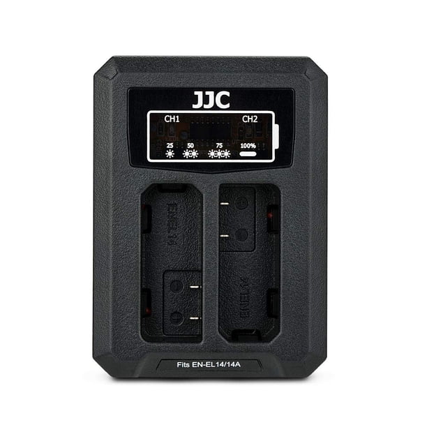 Cargador de batería JJC EN-EL14a EN-EL14 USB de doble ranura para Nikon