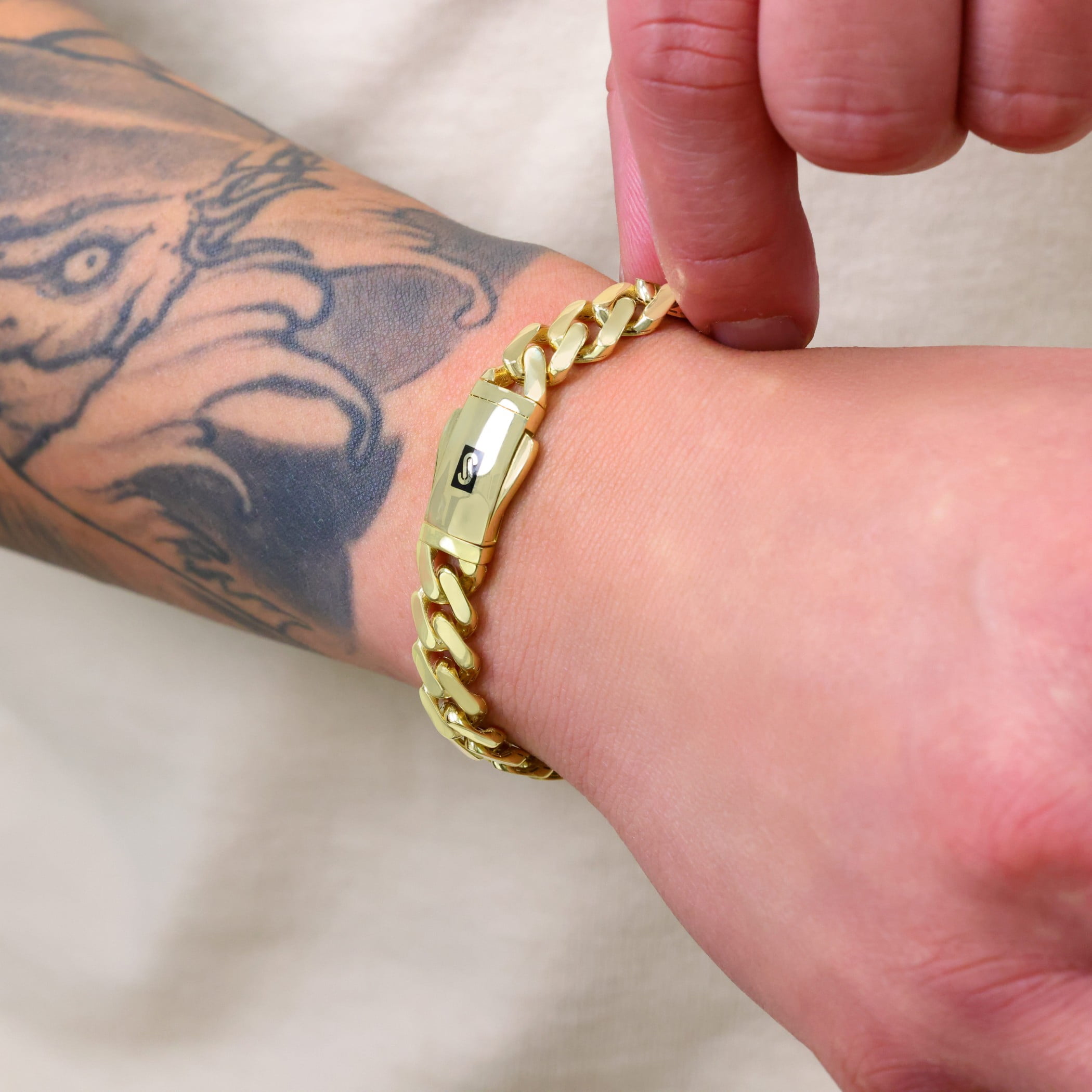 Nuragold 10k Real Yellow Gold Royal Monaco 9mm Miami Cuban Link Bracelet (6"-9") Italian Jewelry for Men & Women