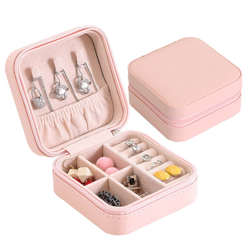 Round 4 Color Flannel Jewel Case Box Portable Jewelry Case Storage Box Storage 