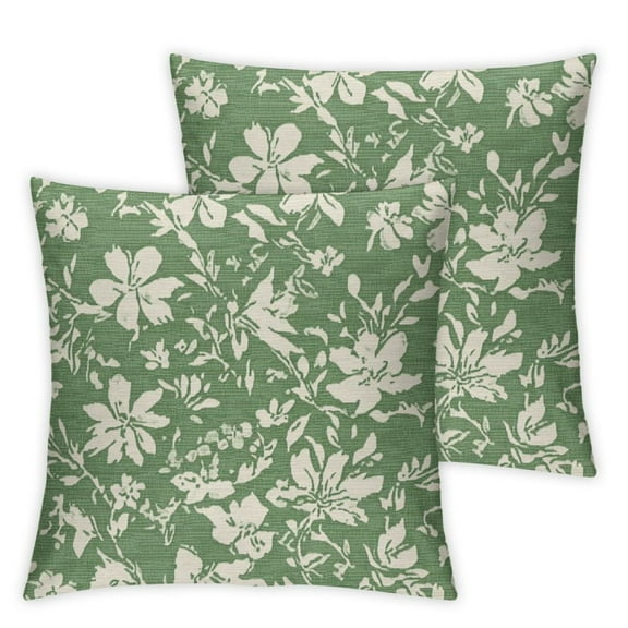 Spring Sage Green Botanical Pillow Covers Set of 2, Herbs Flower Outdoor Decorative Throw Pillowcase Print Sage Green Floral Cushion Cover for Sofa Couch Living Room Bed Decor