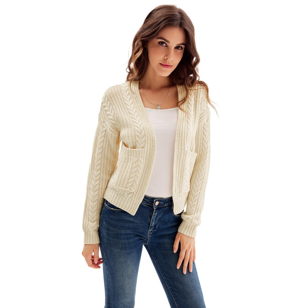 GK Open Front Loose Outwear Coats Cable Knit Cardigan Sweaters Long