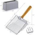 thumbnail image 3 of Metal Cat Litter Scoop - Heavy Duty Litter Scooper & Speed Sifter with Comfortable Wood Grip - Washable Convenient Stand for Easy and Efficient Cleaning, 3 of 3