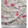thumbnail image 1 of Soimoi Gray Cotton Duck Fabric Red Berries & Leaves Print Fabric by the Yard 42 Inch Wide, 1 of 3