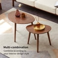 thumbnail image 2 of Pebble Shaped Coffee Table, Center Table Low Table Plate Desk with 100% Solid Oak Wood Top, Pebble Shaped Natural Wooden Desk Work Table for Hallway Closet, 22.83''L*15.75''W*33.46''H, Walnut, 2 of 7
