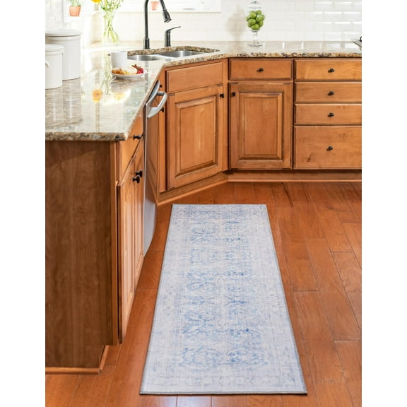 Unique Loom Timeless Collection Area Rug - Thaddeus (2' x 6' Runner Blue/Gray)