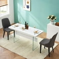 thumbnail image 3 of Ivinta Dining Table with Glass Legs, 55 inches Kitchen Table for 4/6 for Dinner Kitchen Dining Room (White), 3 of 9