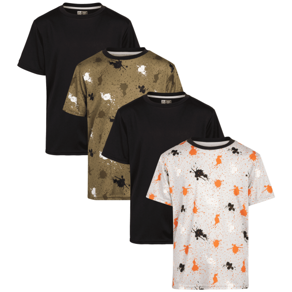 RBX Boys Active T-Shirts - 4 Pack Athletic Performance Boys Short Sleeve Shirts (8-16)