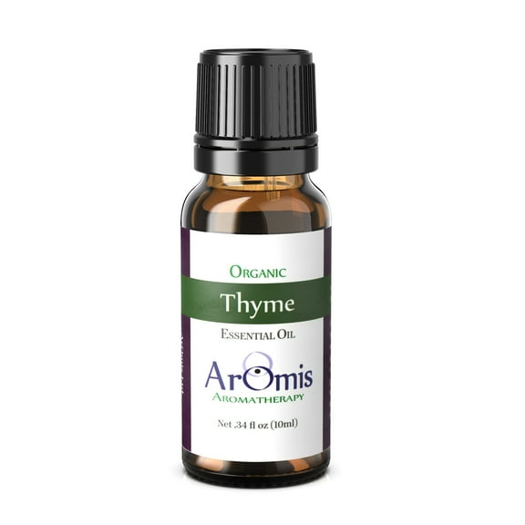 ArOmis Thyme Essential Oil - USDA Certified Organic - 100% Pure Therapeutic Grade - 10ml (.34 fl oz) Undiluted, Premium, Oils Perfect for Aromatherapy Diffuser