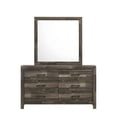thumbnail image 4 of Modern 4Pc LED Light Upholstered Queen Size Bed Dresser Mirror Nightstand Set Master Bedroom Furniture Set Brown Finish, 4 of 5