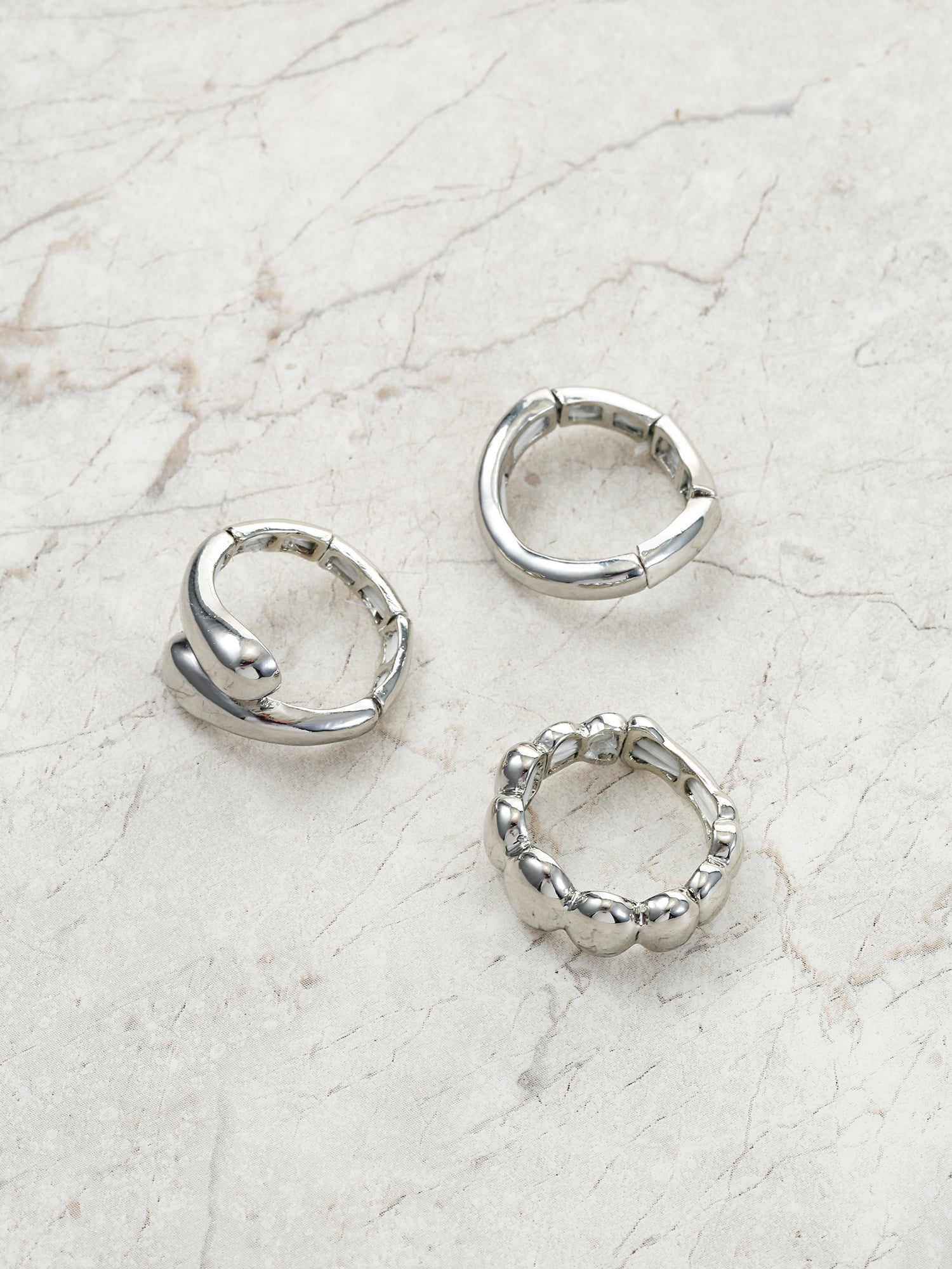 Time and Tru Silvertone Ring Set, 3 Pieces