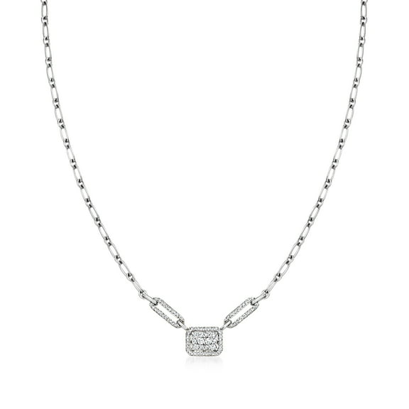 Ross-Simons 0.50 ct. t.w. Diamond Cluster Necklace in Sterling Silver, Women's, Adult