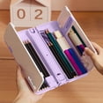thumbnail image 1 of Estuche multifuncional para estudiantes con sacapuntas incorporado y soporte ajustable para libros | Organizador de papelería de gran capacidad para material escolar, 1 of 6