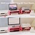 thumbnail image 7 of BONTEC Wooden Monitor Stand Riser, 2-Tier Desk Shelf with Storage Organizer, Ergonomic Computer Stand with Cable Management, Cellphone Holder, Pink, 16.5 Inch, 7 of 7