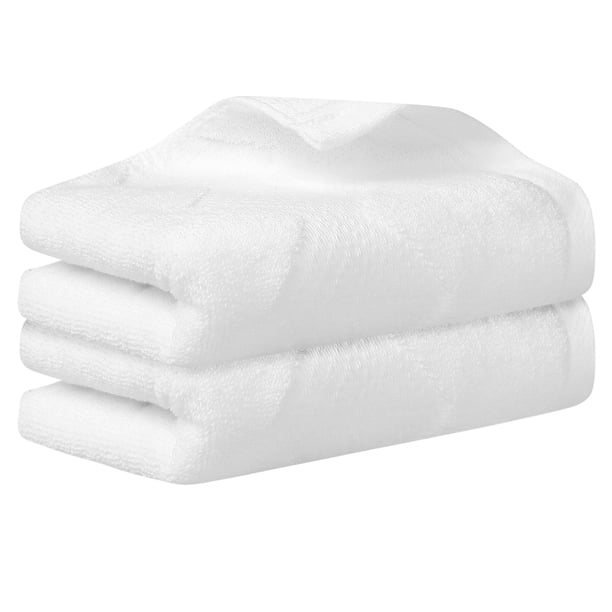 Toallas de mano de algodón REGALWOVEN de 2 piezas, gruesas y cómodas, toallas altamente absorbentes para baño, viaje, blancas 14" x 30"