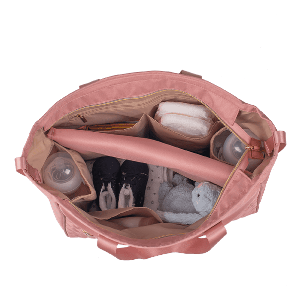 Panalera de Bebe Moderna tipo Bolsa Tote LuckyLy con Multiples Compartimentos Incluye Cambiador Modelo Astrid rosa UNITALLA LuckyLy Bolsa Panalera para Bebe de Moda Walmart en linea