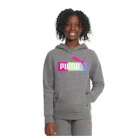 PUMA Youth Girl's Long Sleeve Fleece Lined Hoodie Sweatshirt (US, Alpha, Medium, Regular, Gray)
