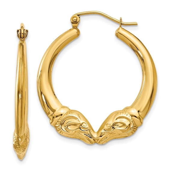 Auriga Fine Jewelry 14K Yellow Gold Ram Hoop Earrings for Women