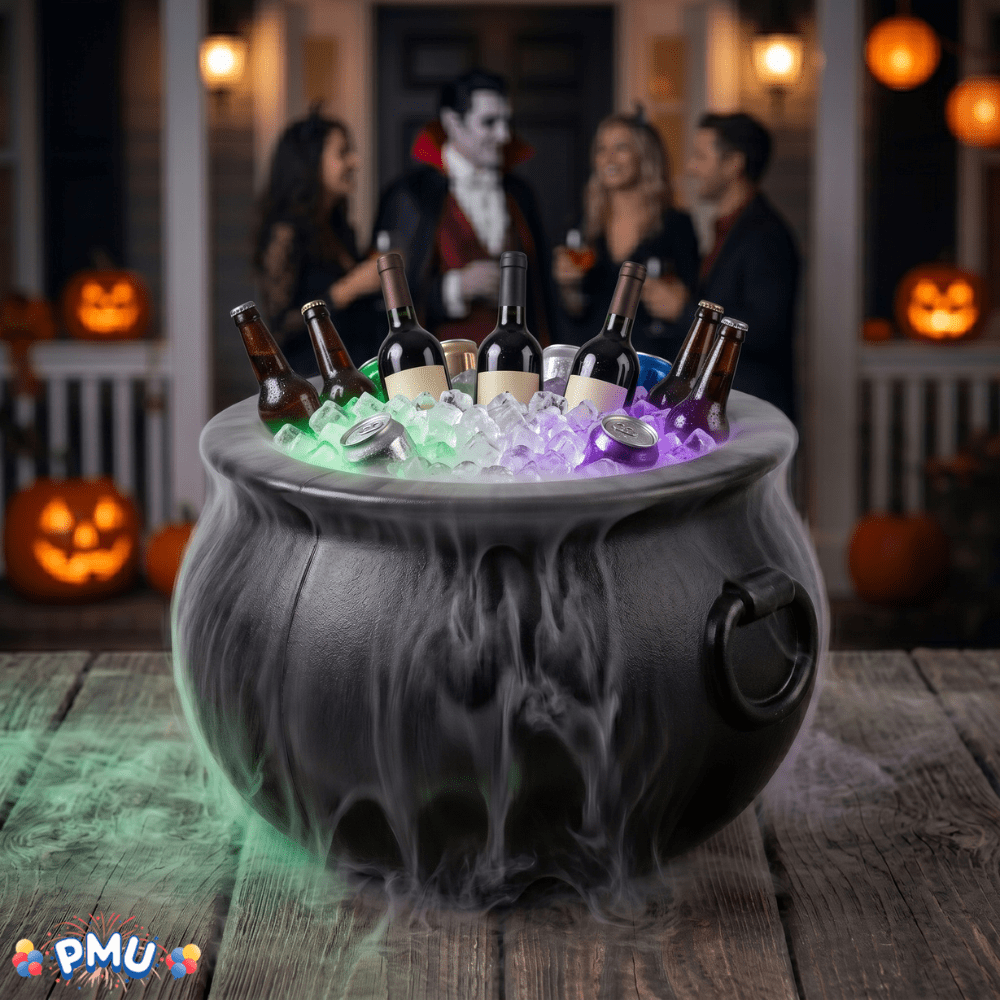 PMU Large Halloween Cauldron 22 Inch Big Witch Plastic Cauldron bowl Black, For Halloween Decor