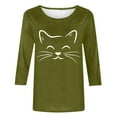thumbnail image 4 of ALLLIST 3/4 Sleeve Womens Tops Crew Neck Summer T-Shirts Green Cat Graphic Casual Shirts Ladie's Tops, 4 of 4