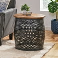thumbnail image 4 of Rustic Mango Wood & Lace Cut Metal Side Table | Living Room End Table | Industrial Accent Table for Bedroom or Entryway, 4 of 9