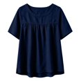 thumbnail image 4 of Ulitacool T Shirts For Women Short Sleeve Round Neck Solid Color Tops Classic Clothes M Navy, 4 of 4
