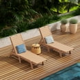 thumbnail image 2 of WestinTrends Malibu Outdoor Chaise Lounge Set of 2, All Weather Poly Lumber Patio Pool Lounge Chair with 5 Posistions Backrest, Teak, 2 of 9