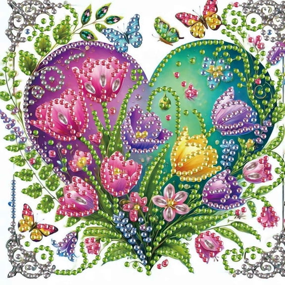 Diamond Painting Kit Heart-Shaped Tulip Special Shape Creative Diamond Art For Home Decor and Gifts 6.69 x 6.69 in