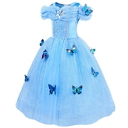 Jurebecia Princess Dress for Girls Kids Halloween Dresses up Butterfly Toddler Birthday Cosplay Party Costume 100 cm 2-3 Years
