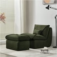 thumbnail image 2 of JERFIT Modern Lounge Chair with Ottoman, Compact Upholstered Sofa in Green Chenille Fabric for Small Spaces, Living Room, Bedroom, Studio, 2 of 10