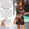 thumbnail image 5 of FKELYI Grunge Fire Elk American Flag Print Women Cover Ups Round Neck Swimsuit Cover-Up Breathable Half-Sleeve Beachwear for Femals Summer Vacation Beach Dress, XL, 5 of 6