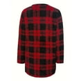 thumbnail image 6 of Women Sherpa Fleece Plaid Long Tops with Pockets Crewneck Long Sleeve Tunic Sweaters for Leggings Christmas Outfits (XL, Red), 6 of 6