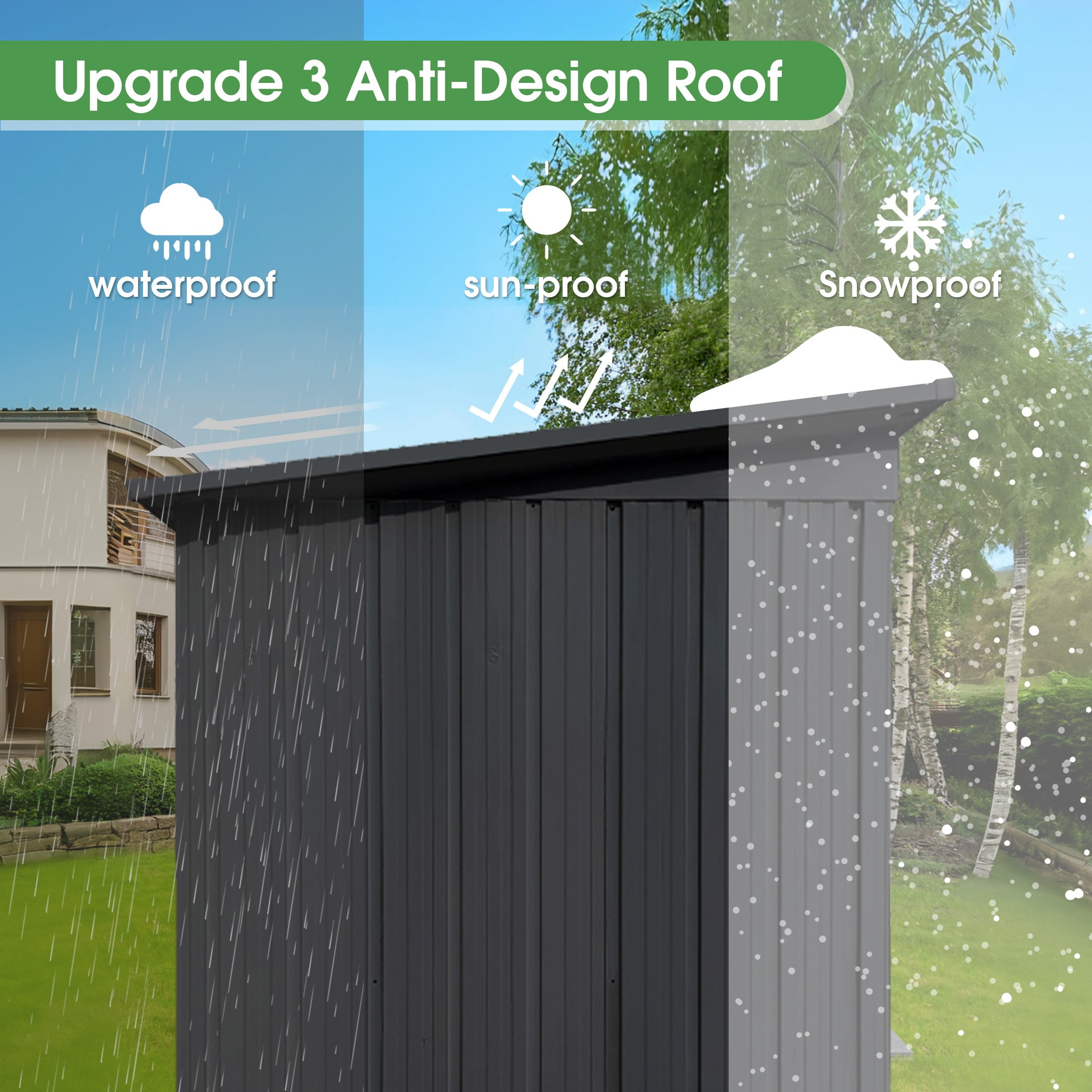 Aukfa Outdoor Storage Shed, 6 X 4 FT Metal Garden Shed, Waterproof Tool Shed for Backyard Patio, Black