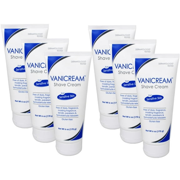 6 Pack Vanicream Shave Cream For Sensitive Skin 6oz Each