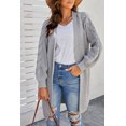thumbnail image 1 of Cardigan Long Ouvert Gris pour Femmes avec Manches en Câble, 1 of 16