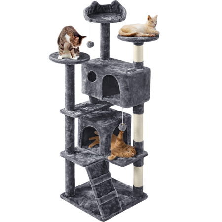 61.5inch Cat Tree Tower Condo for Kittens  Dark Gray