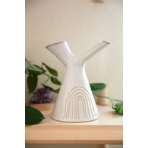 Flora Bunda 7Inch Ivory Rainbow Y Style Ceramic Watering Can for Home Indoor Decoration