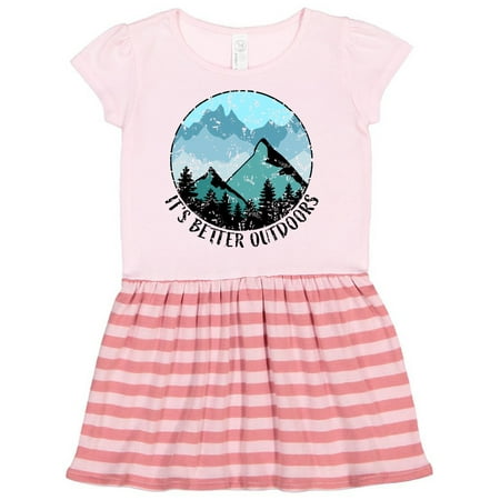 

Inktastic It s Better Outdoors Mountains in Blue Distressed Gift Toddler Girl Dress