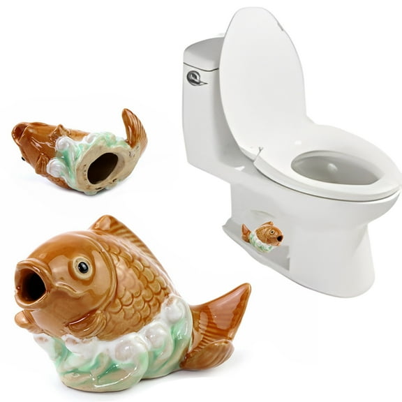 dajkiuy Ceramic Fish Toilet Floor Caps 2 Pcs Toilet Caps Cute Fish Bathroom Decor Sea Themed Gadgets For The Toilet Easy Installation Toilet Replacement