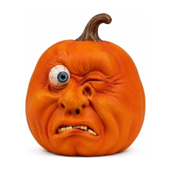 Whimsical Smiling Pumpkin Figurine for Halloween and Fall Decor - Perfect for Home, Office, and Festive Settings