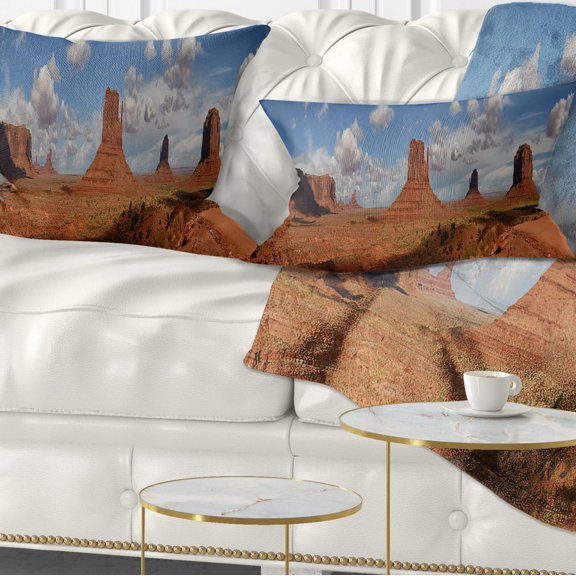 Designart Monument Valley Mountains - Landscape Printed Throw Pillow - 12x20
