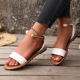 thumbnail image 2 of Xucatan Women's Flat Ankle Strap Sandals, Adjustable Buckle Wide Band Summer Shoes, Elastic Heel Support Low Heel Footwear, Versatile Solid Color Design for Spring Outdoor Gift, 2 of 9
