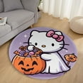 thumbnail image 2 of Hello Kitty Thanksgiving halloween Round Rug Washable Circle Rug Non Slip Round Doormat Anime Printed Flannel Round Entryway Rug Floor Carpet Round for Entrance, Entryway, Bedroom 23.6 Inch, 2 of 5