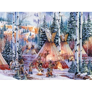 Bits and Pieces - 1000 Piece Glow in The Dark Puzzle - The Bear Spirit, Native American - by Artist Kirk Randle - 1000 pc Jigsaw