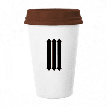 

roman numerals three in black mug coffee drinking glass pottery cerac cup lid