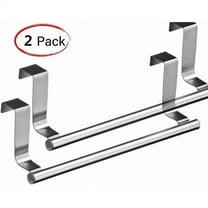 2 Pcs Stainless Steel Bath Towel Bars,Towel Hanger Over Door,Over Cabinet Towel Bar,Durable Bathroom Hanging Holder,Silver Kitchen Towel Holder (9 Inch)