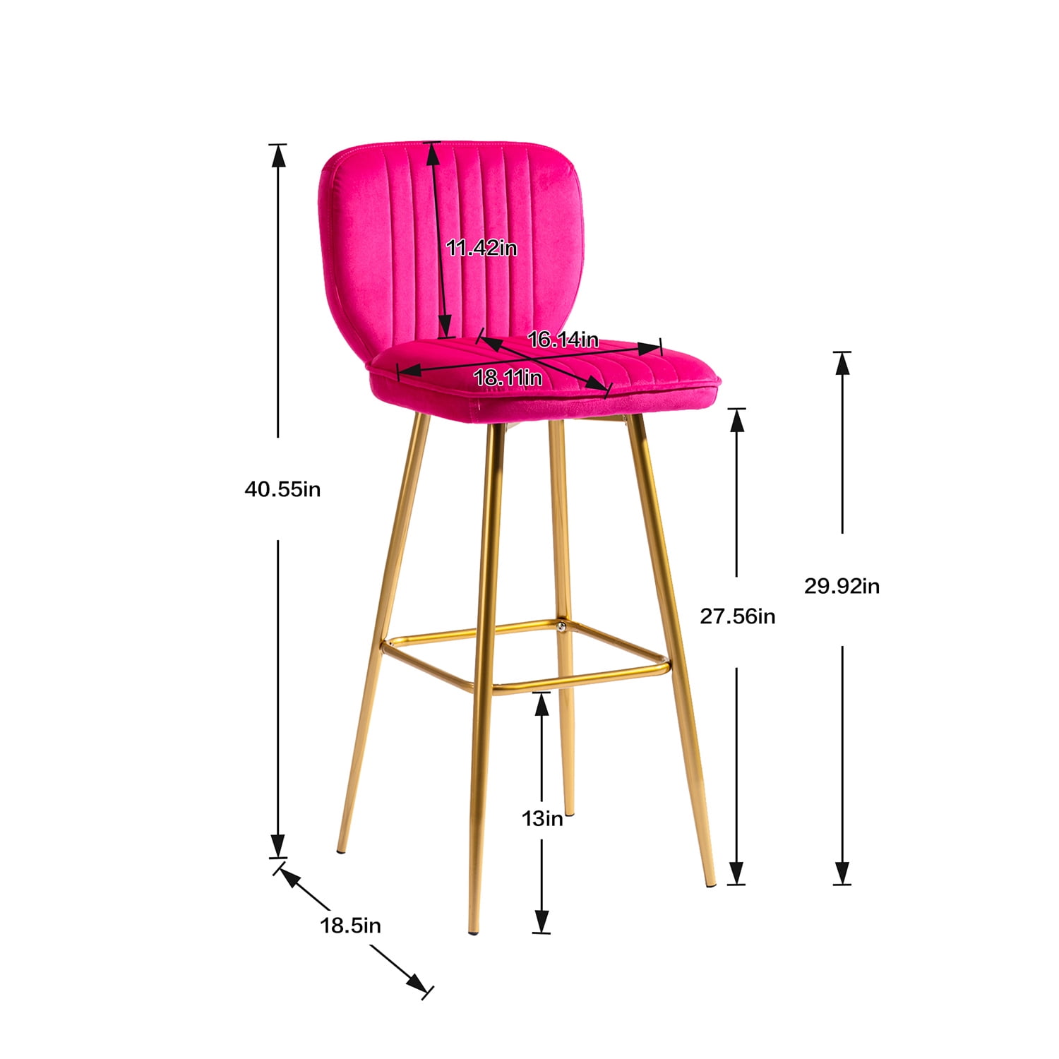 Kepooman Modern Design Bar Stools Set of 1 with Back for Bar Counter, Rose Red Kepooman Modern Design Bar Stools Set of 1 with Back for Bar Counter, Rose Red