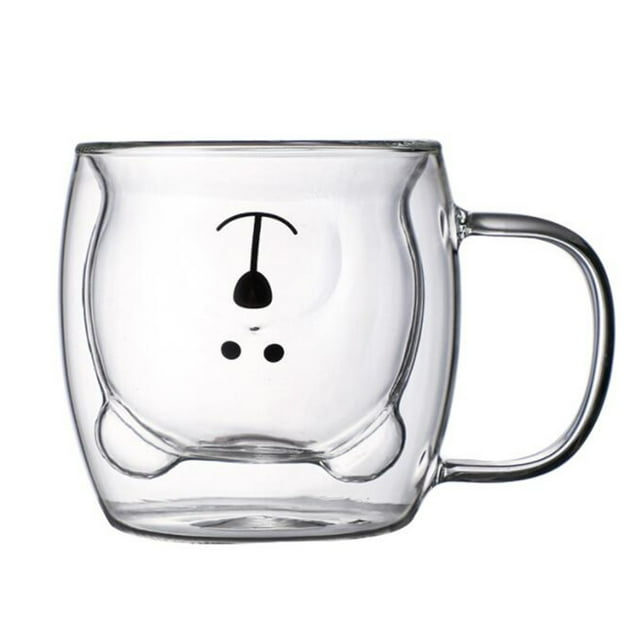 Double Glass Insulated Coffee Mug Table And Desk Decoration Heat Transfer Resistant Glassware Bear Cup With Handle