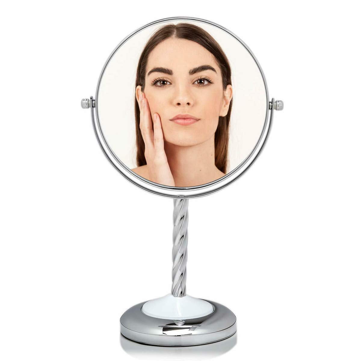 Ovente 7" Tabletop Mirror with Stand, 1X & 5X Magnification, Adjustable